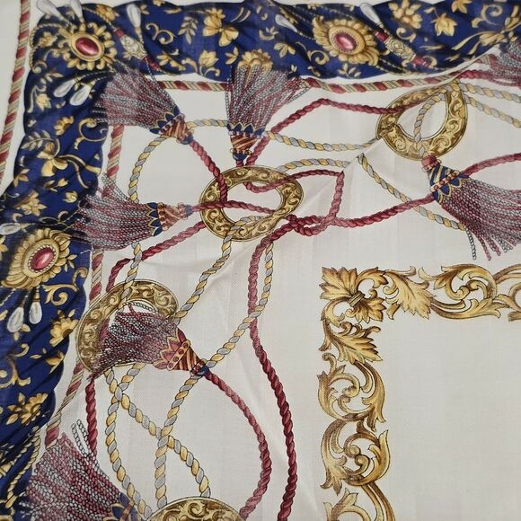 Roberta di Camerino Vintage Cotton Handkerchief Neckerchief Bandana Tassels - Picture 5 of 9